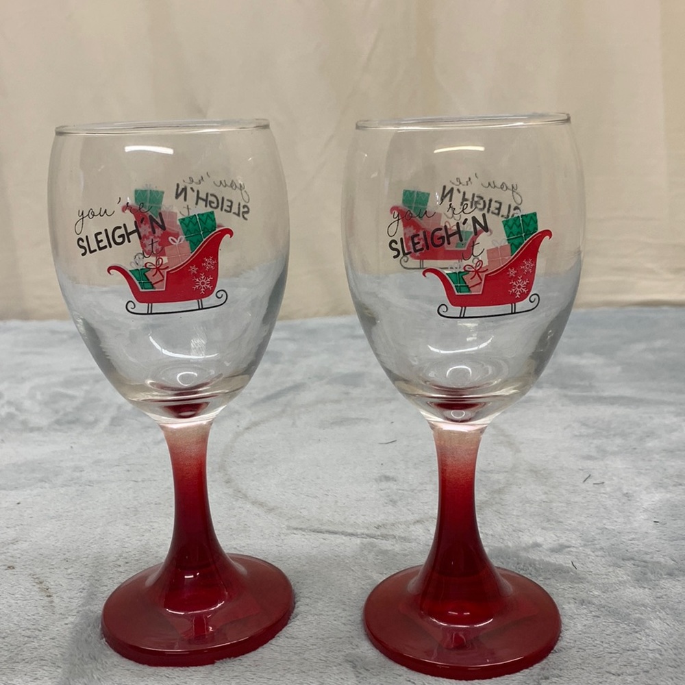 Christmas Wine Glass 10oz Set of 2